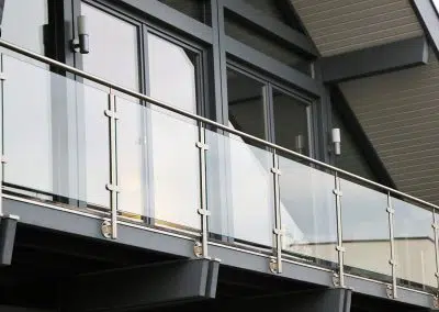 Balcony railing made of glass and stainless steel